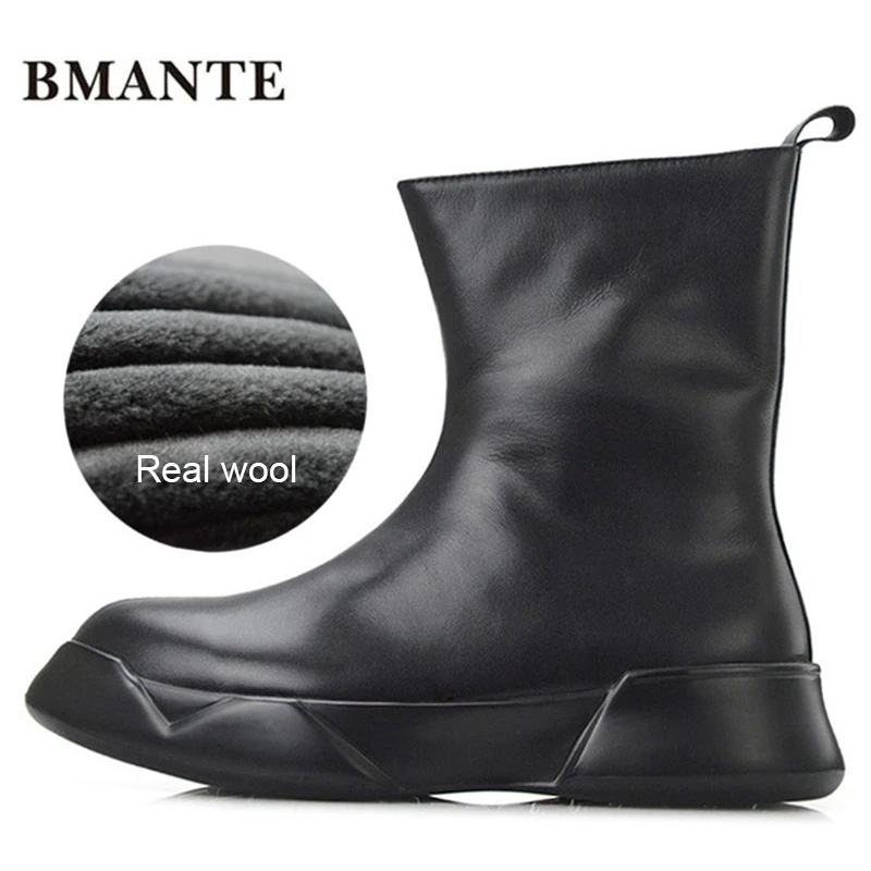 Брендовая мужская обувь из натуральной кожи высокие ботинки на толстой