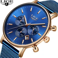 lige new watches mens top brand luxury blue casual mesh belt fashion quartz watch mens waterproof sports watch relogio masculino