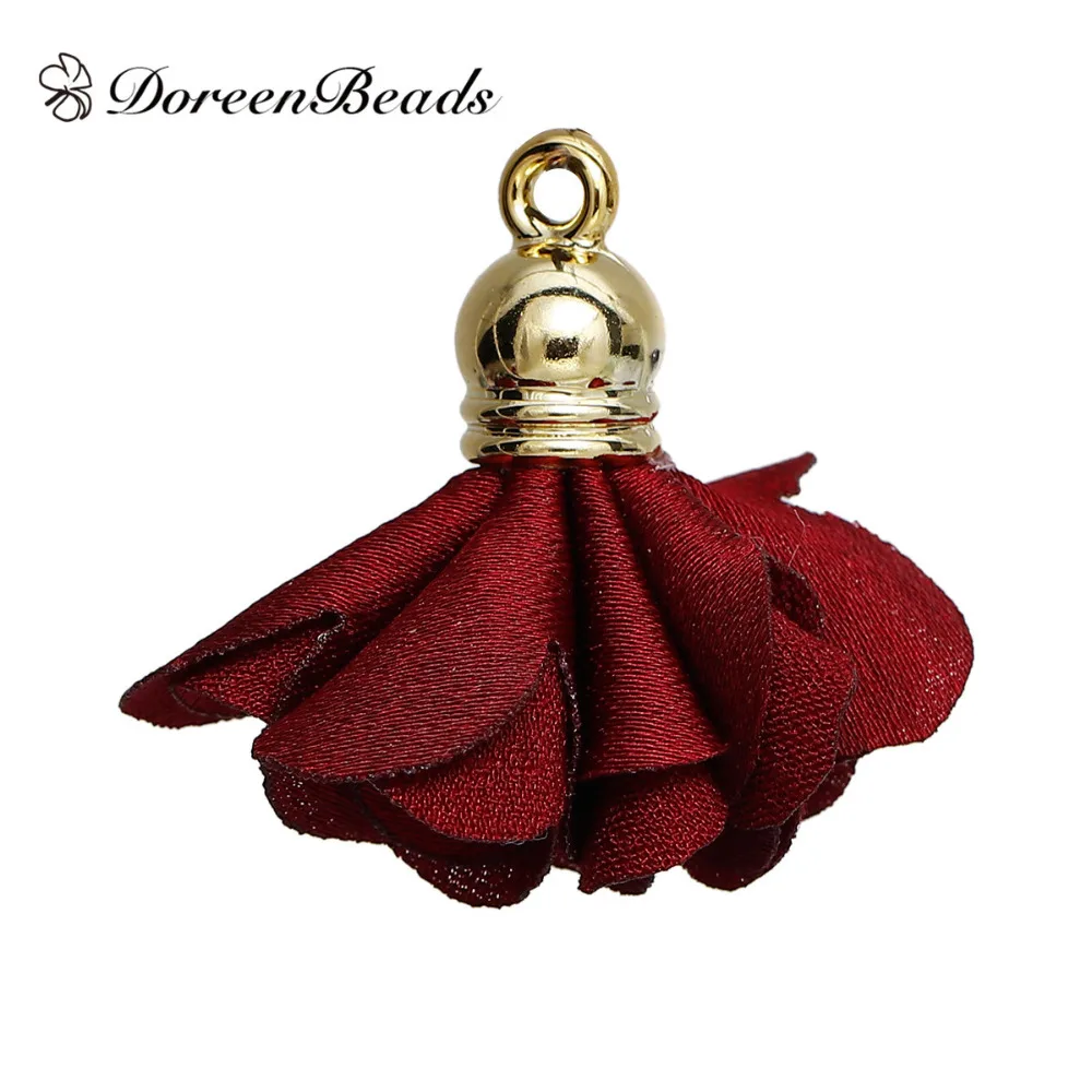 Подвески DoreenBeads из полиэстера с кисточками Позолоченные
