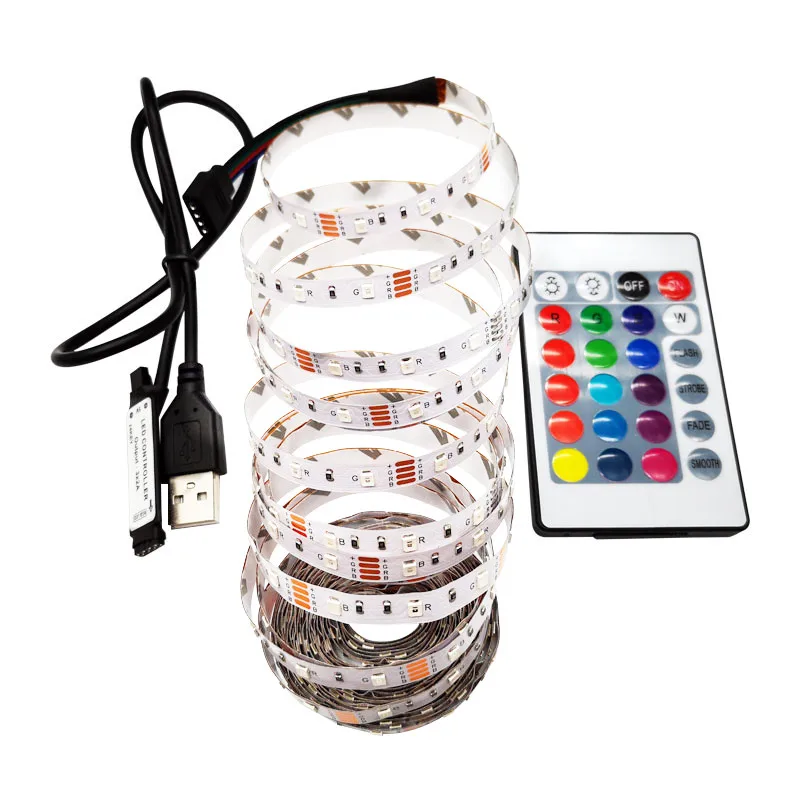 USB Светодиодная лента DC5V 2835 для украшения праздника 1 м 2 3 4 RGB лампа ТВ компьютера