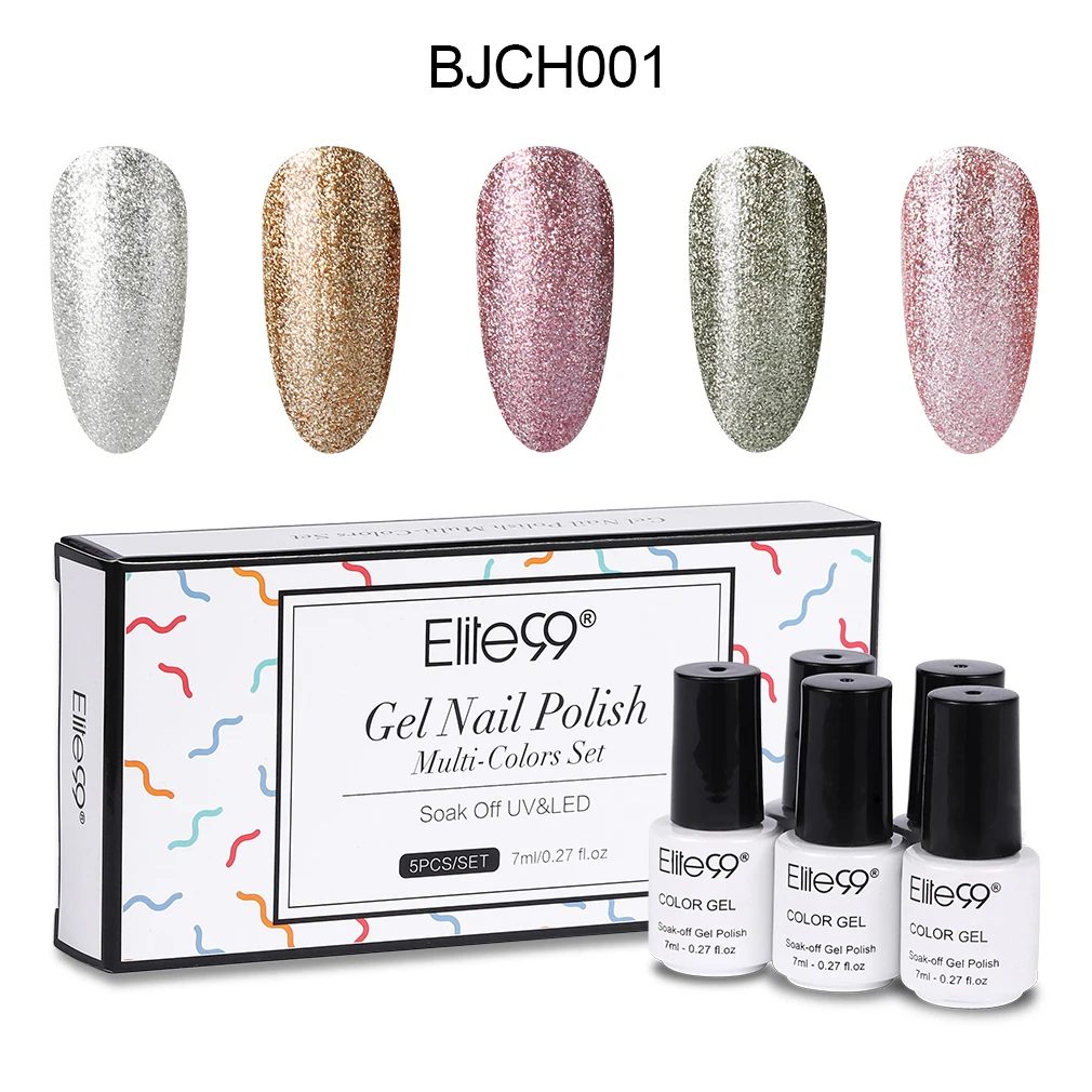 BJCH001 Elite99, 5 шт./лот, Гель-лак телесного цвета с подарочной коробкой, Платиновый цвет, УФ-Гель-лак, отмачиваемый, для дизайна ногтей, маникюрные гель-лаки - Цвет: BJCH001