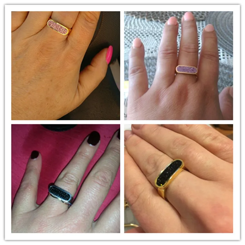 Solid Fashion Flat Tag Ring Punk Finger Gold Color Lucky Crystal For women Stainless Steel Jewelry Wholesale | Украшения и