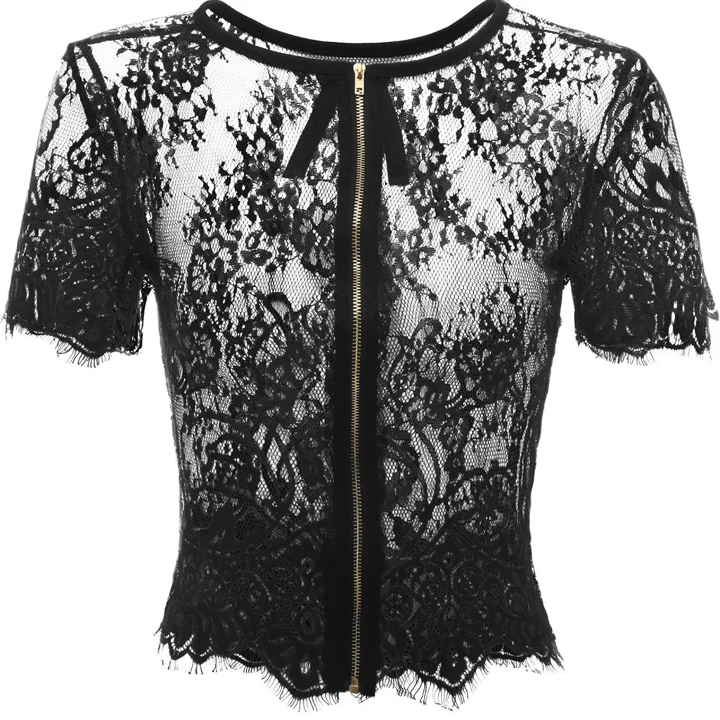 Пикантная Летняя женская кружевная рубашка для женщин пикантные сетчатые Топы
