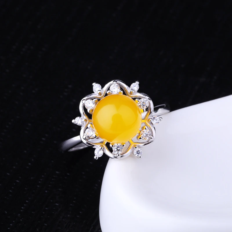 Fine Silver Sterling 925 White Gold Color Engagement Wedding Ring for Women 8mm Pearl Round Bead Jewelry Setting Crystal | Украшения и