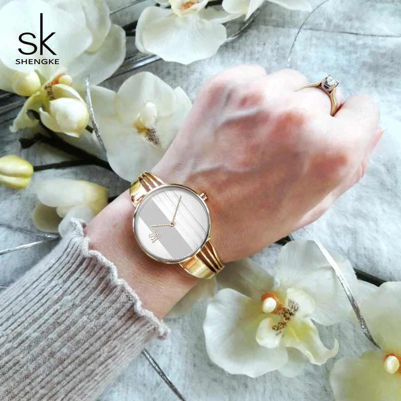 

Shengke Creative Quartz Watch Women Luxury Gold Bracelet Watches Ladies Wrist Watch Reloj Mujer 2019 SK Montre Femme #K0062