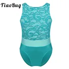 TiaoBugдетское цельнокроеное танцевальное платье без рукавов с кружевом, детское гимнастическое трико для девочек, балетная пачка, танцевальный костюм