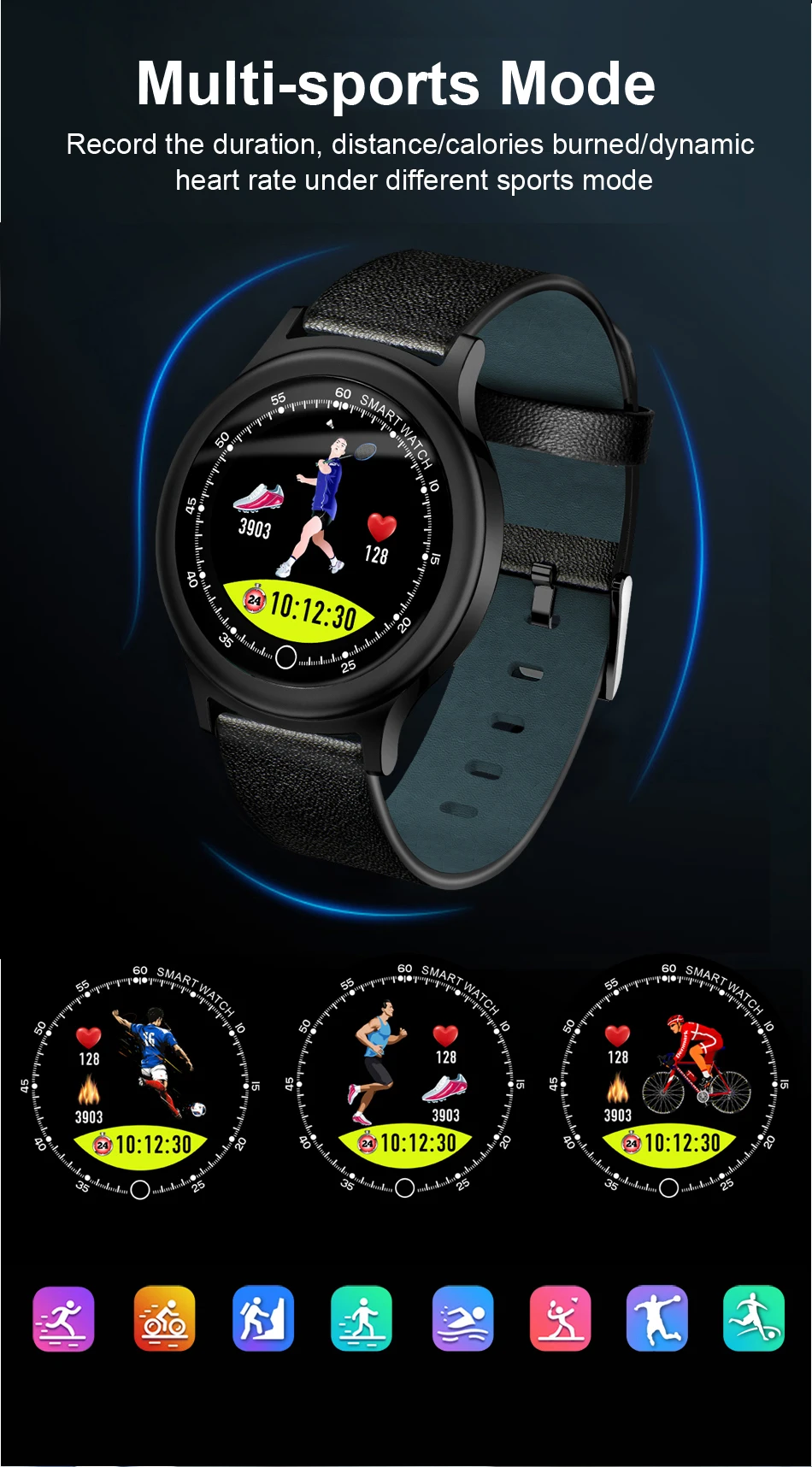 Умные часы TimeOwner Q28, мульти спортивный фитнес-трекер, шагомер, монитор сердечного ритма, SMS, напоминание, IP68 водонепроницаемый смарт-браслет