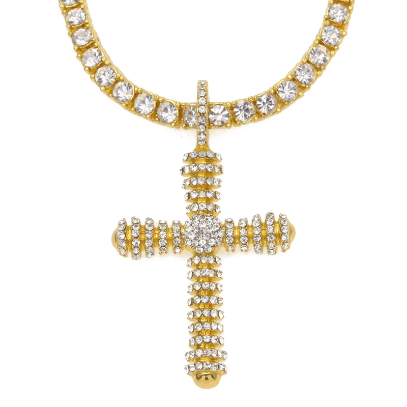 Manerson ювелирные изделия Хип хоп Bling кулон крест со стразами кубинская цепь Европа