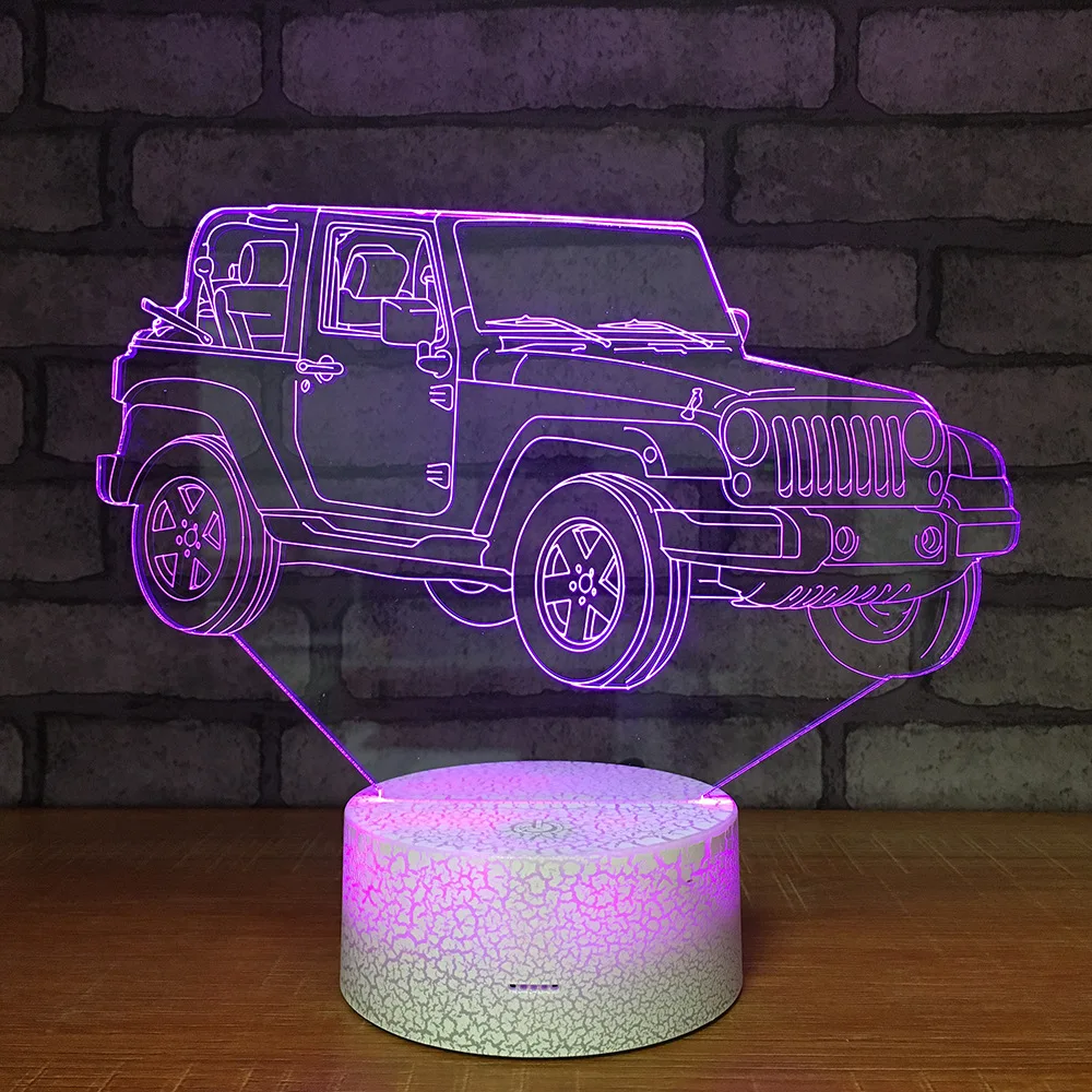 Ретро автомобиля 3D светодиодный RGB Ночной светильник 7 цветов Change настольная