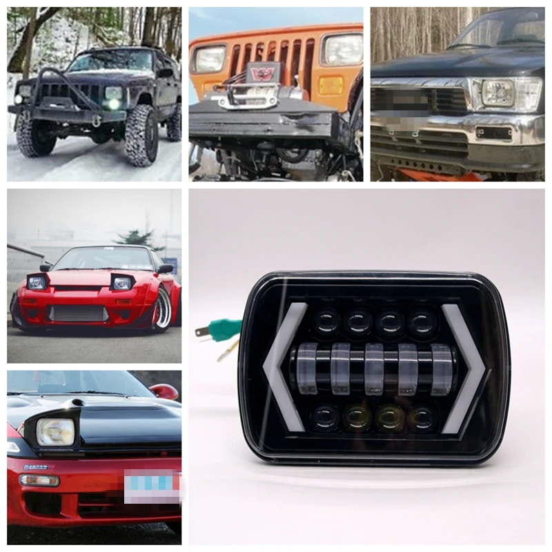 Пара квадратных светодиодных автомобильных фар 5x7 7x6 дюймов 90 Вт для Dodge Van Jeep YJ XJ