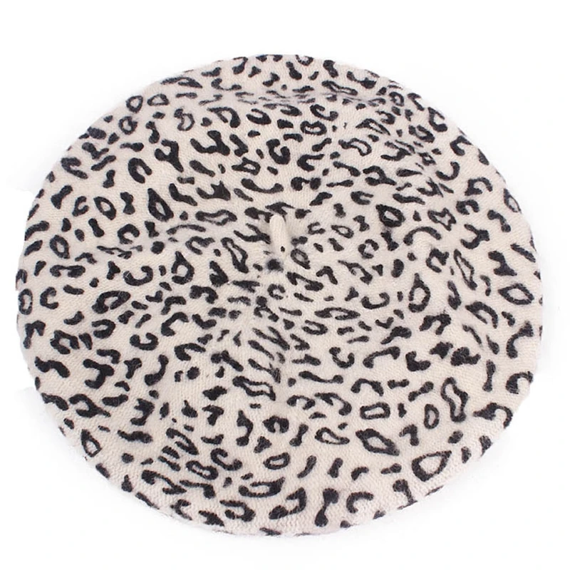 Модные женские Берет кепки осень зима шерсть Leopard Печать 5 цветов Beanie Hat|Женские