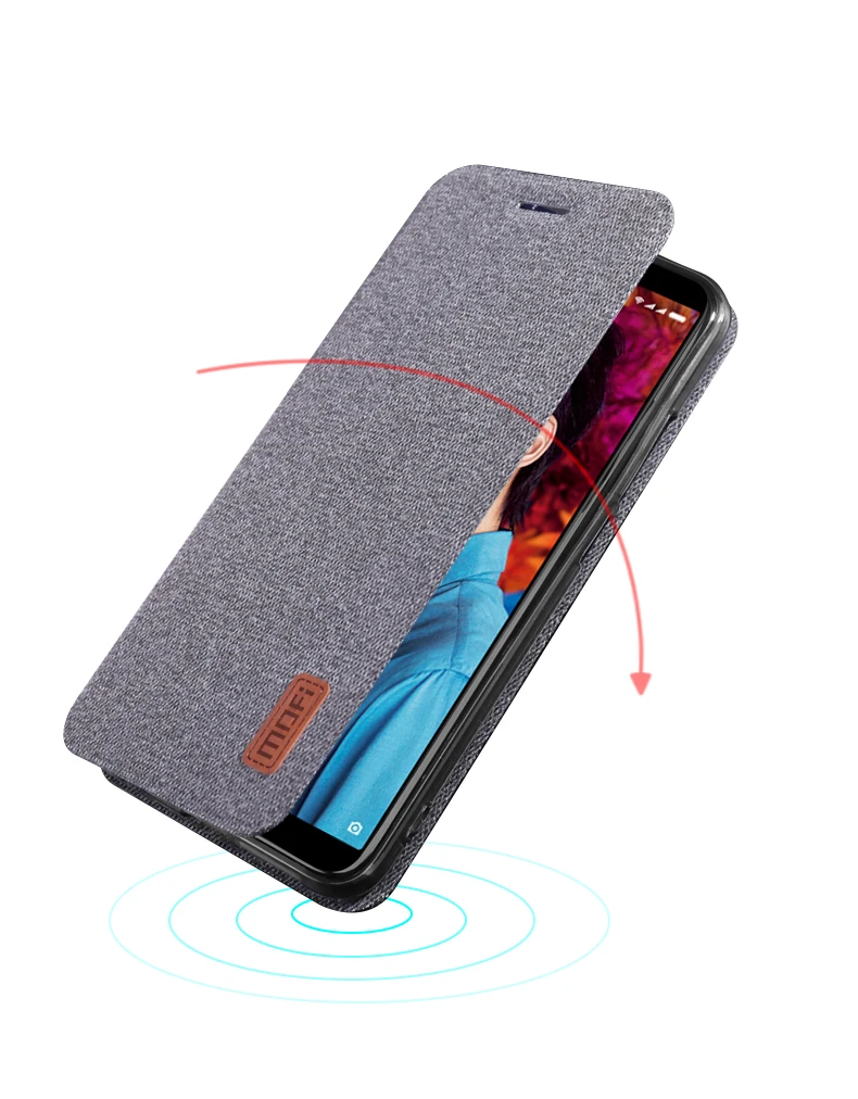 Mi A2 lite чехол MOFI для xiaomi mi A2 тканевый флип-чехол для xiaomi mi A2 lite силиконовый задний чехол Полный чехол Деловой чехол