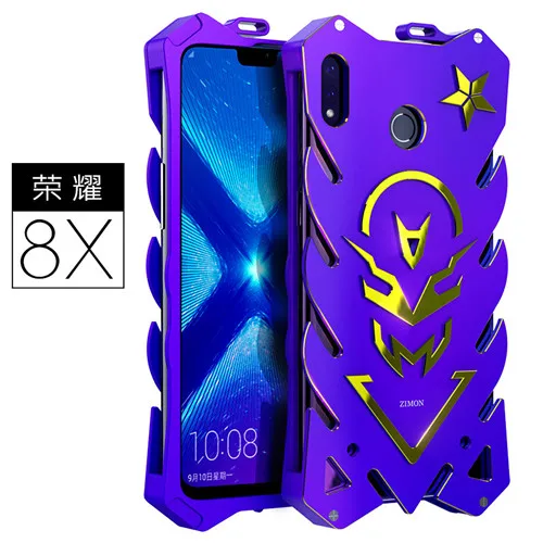 Металлический чехол для HUAWEI Honor 8X, чехол, противоударный, сверхпрочный, армированный, металлический, алюминиевый, чехол для телефона, для Honor 8X MAX, защитный чехол - Цвет: Синий