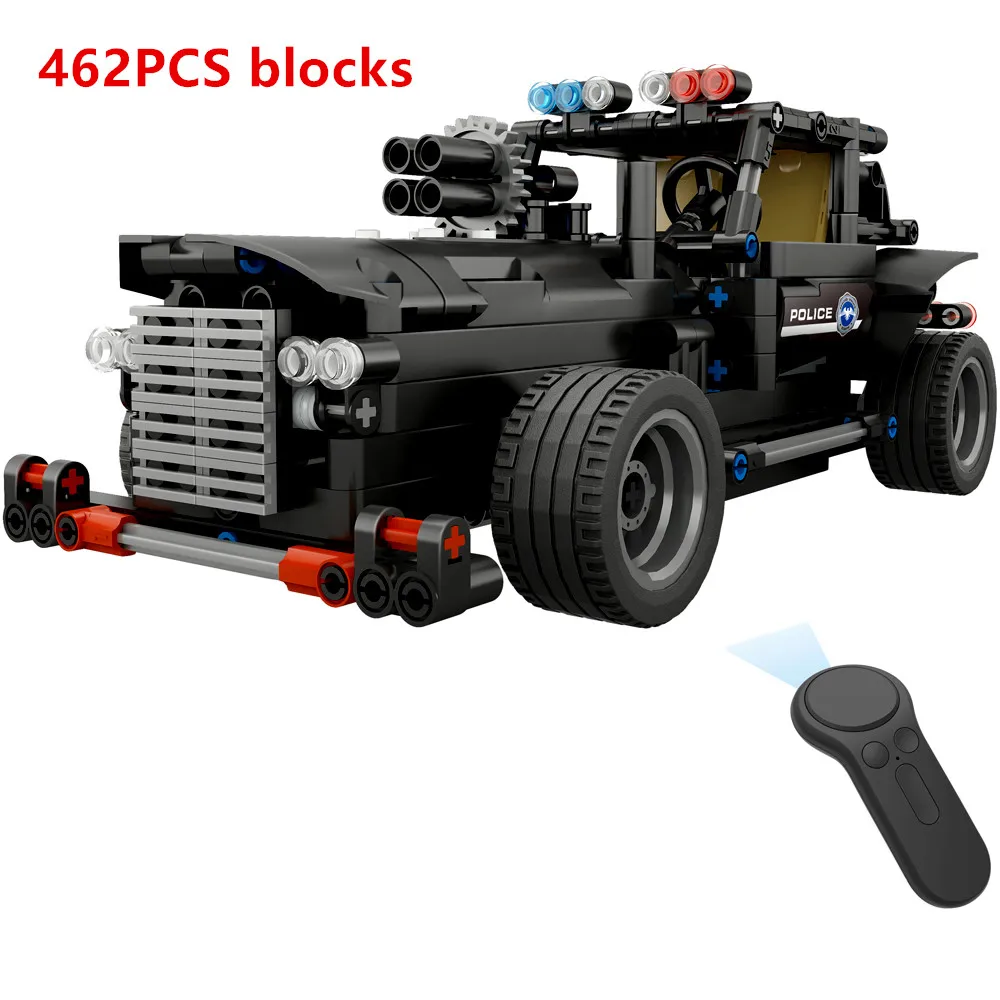 462PCS 462 шт DIY Собранный 2,4G четырехполосный пульт дистанционного управления сборные блоки электрический специальный полицейский командный автомобиль - Цвет: 462PCS