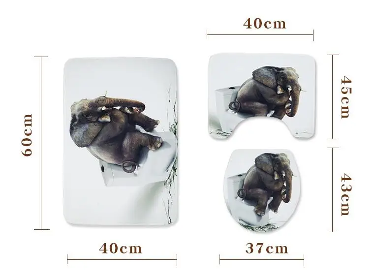 3 шт./компл. Набор ковриков для ванной коврик унитаза слон Противоскользящий