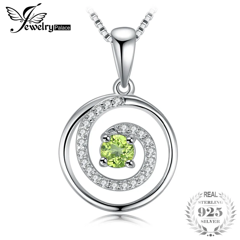 Jewelrypalace swirl 0.4ct круглый Перидот Цепочки и ожерелья подвеска стерлингового серебра