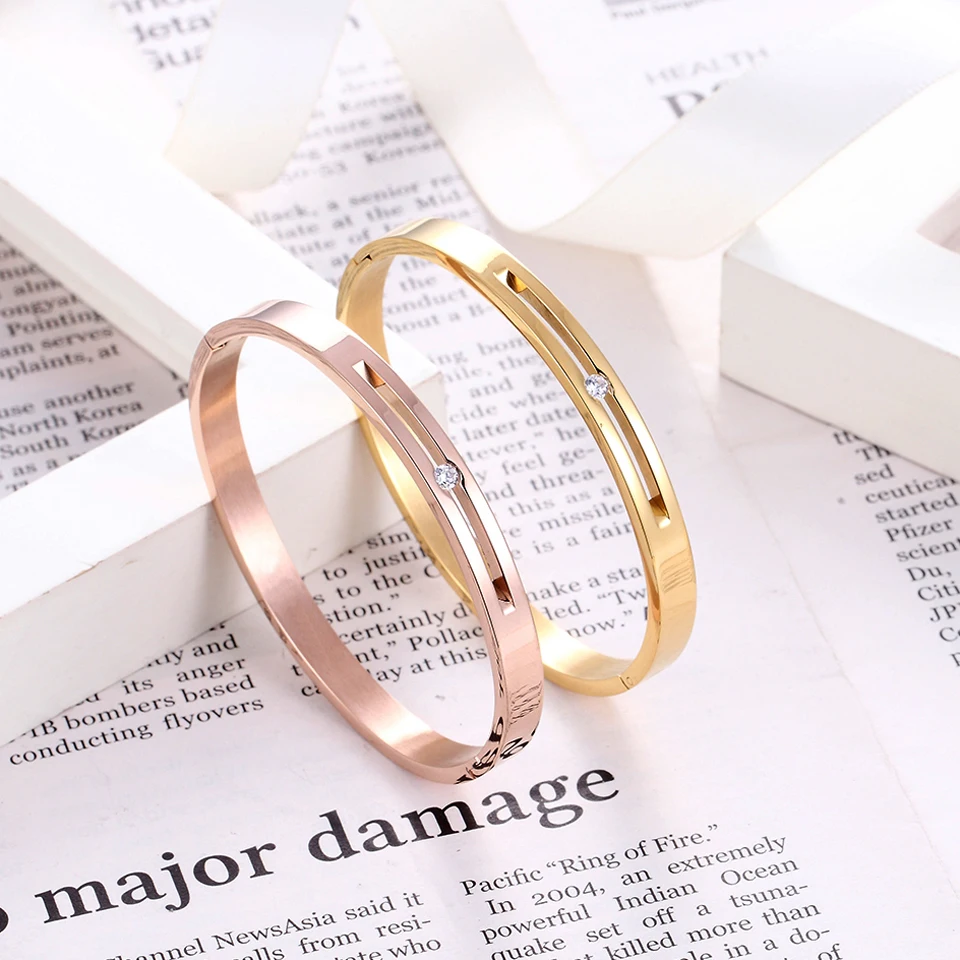 Новый дизайн золотой розовое золото черный браслет полый средний кубический