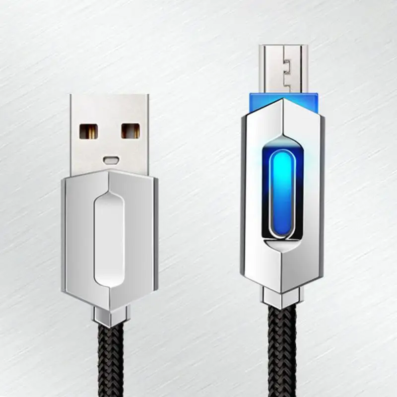 2,1 A дата-кабели USB кабель Micro 95 см нейлоновый плетеный шнур Быстрая зарядка линия передачи данных для Android СВЕТОДИОДНЫЙ металлический разъем зарядный usb-кабель
