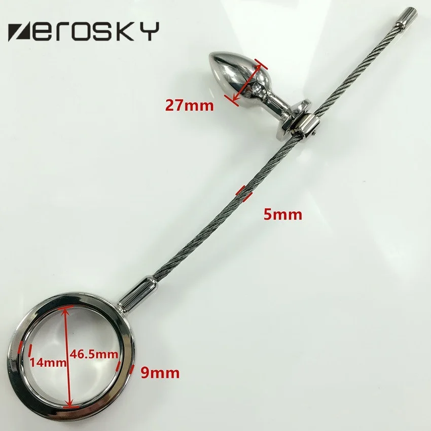 Съемный Анальная пробка из нержавеющей стали с петух клетка Кольца для пениса