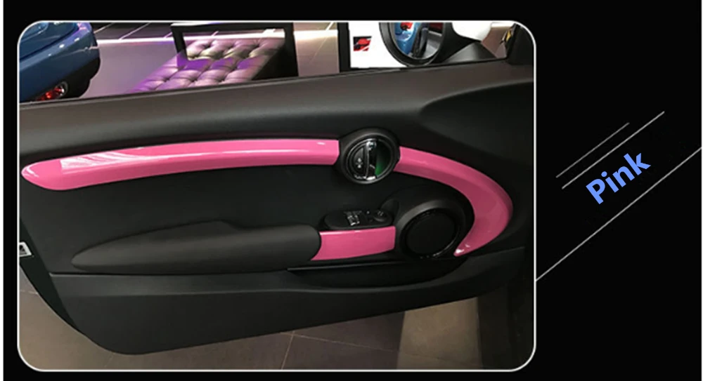 6pcs Pink Автомобильный Стайлинг для MINI Cooper F56 интерьерное украшение для MINI Cooper аксессуары наклейка s наклейки для MINI F56 дверная наклейка крышка - Название цвета: 6pcs Pink