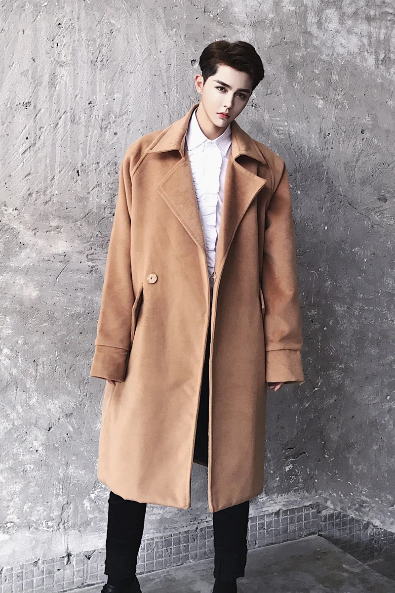 

S-L!!! 2018 Winter British woolen coat male loose han version of the youth over the knee super long thick cloth coat