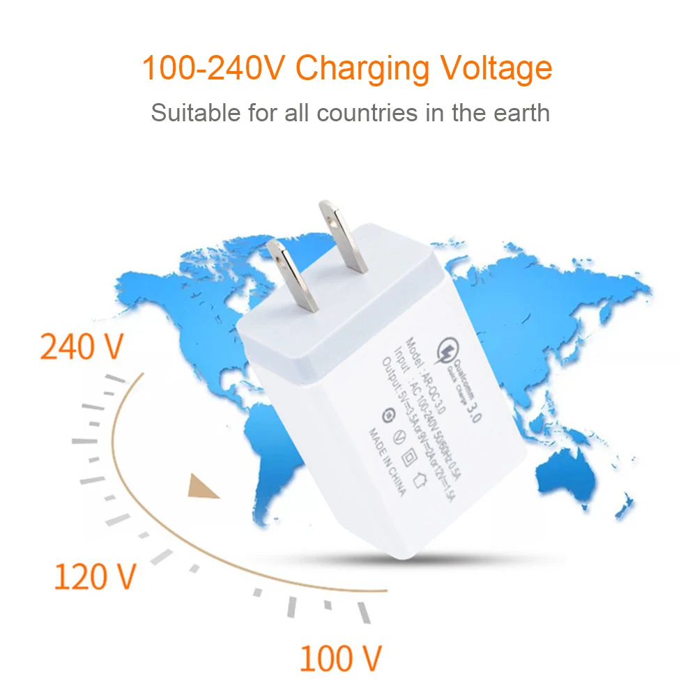 18 Вт US Quick Charge 3 0 Быстрая зарядка QC настенное зарядное устройство USB для телефонов