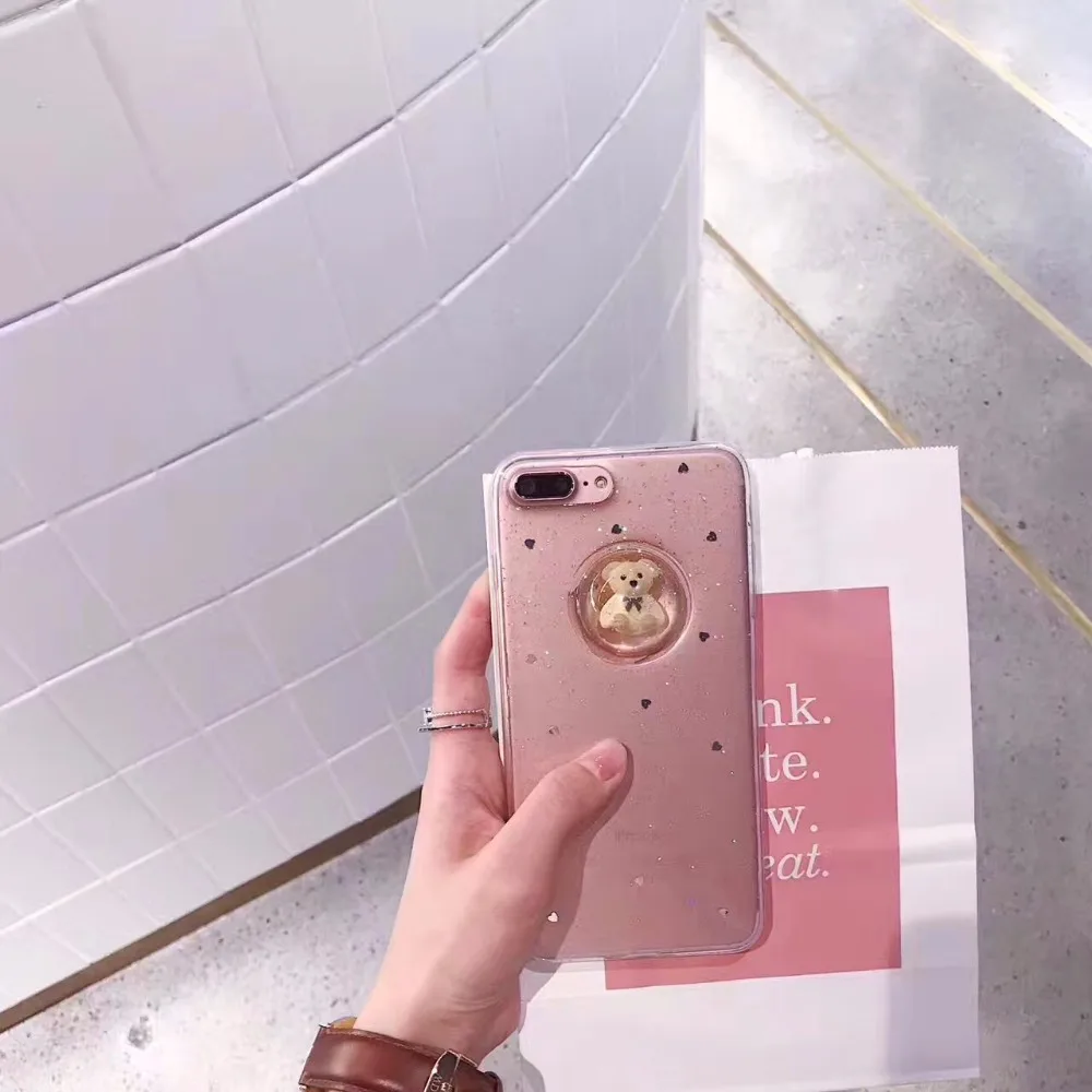 3D carnoon милый медведь телефон случаях для iPhone 6 6S Plus прозрачный животных ТПУ Мягкая