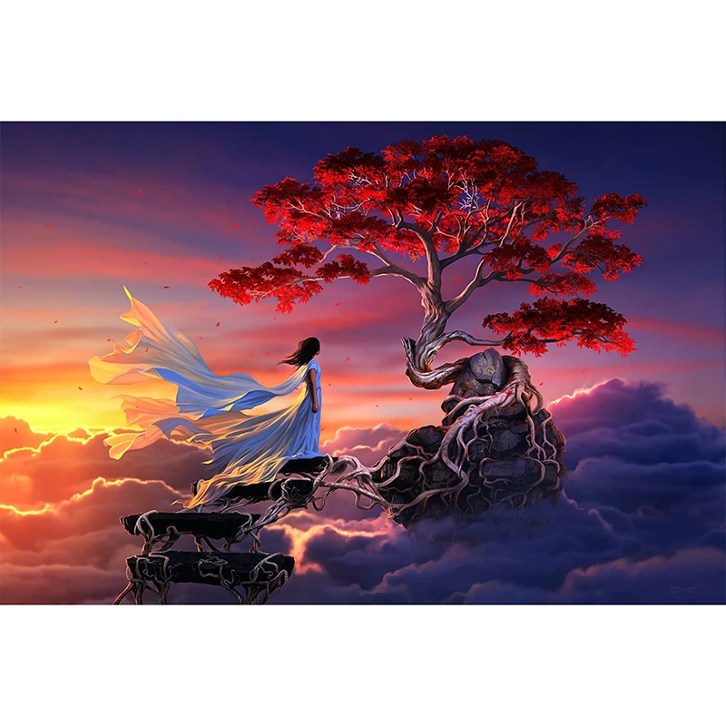 Diy Алмазная вышивка крестиком на рисунке мозаика алмазная людей и дерево картина
