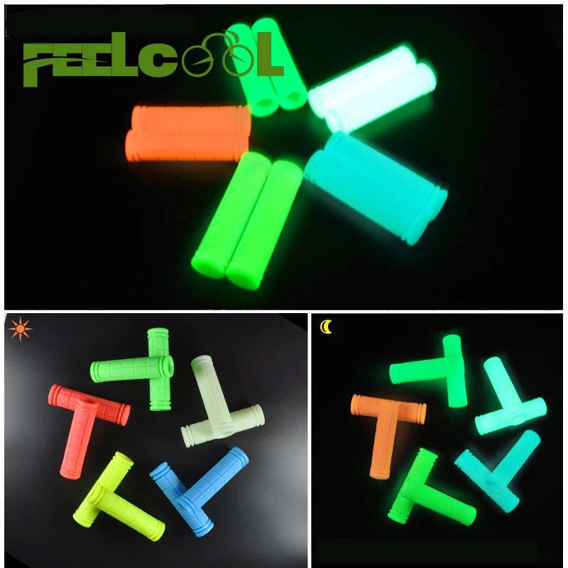 FEELCOOL MTB, новинка, светящаяся ручка для горного велосипеда, руль для велосипеда, ручки для велоспорта, мягкие прочные резиновые ручки для руля