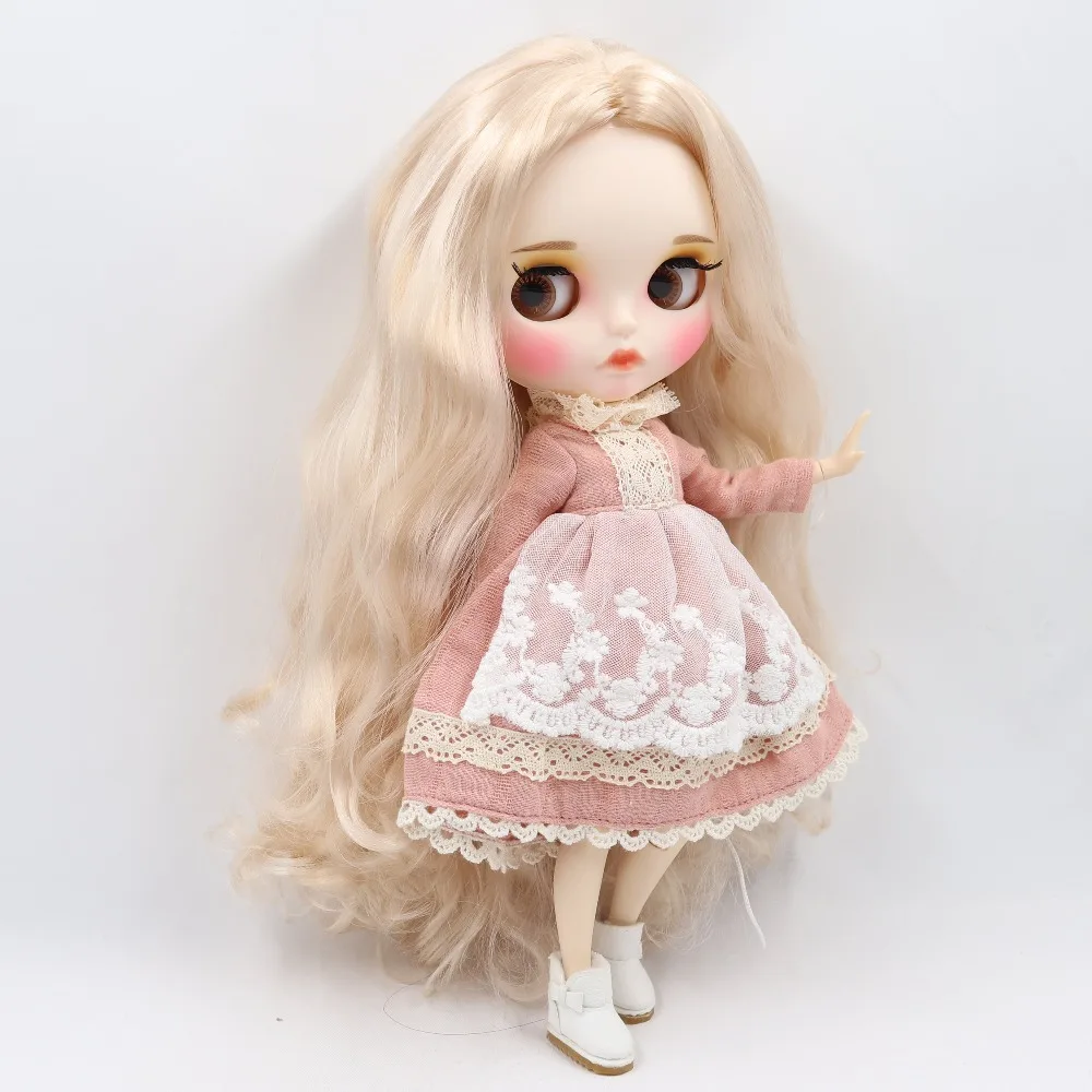 Фабрика blyth кукла 1/6 bjd белая кожа тела, новое матовое лицо резные губы с бровью индивидуальные лица, BL3139 светлые волосы