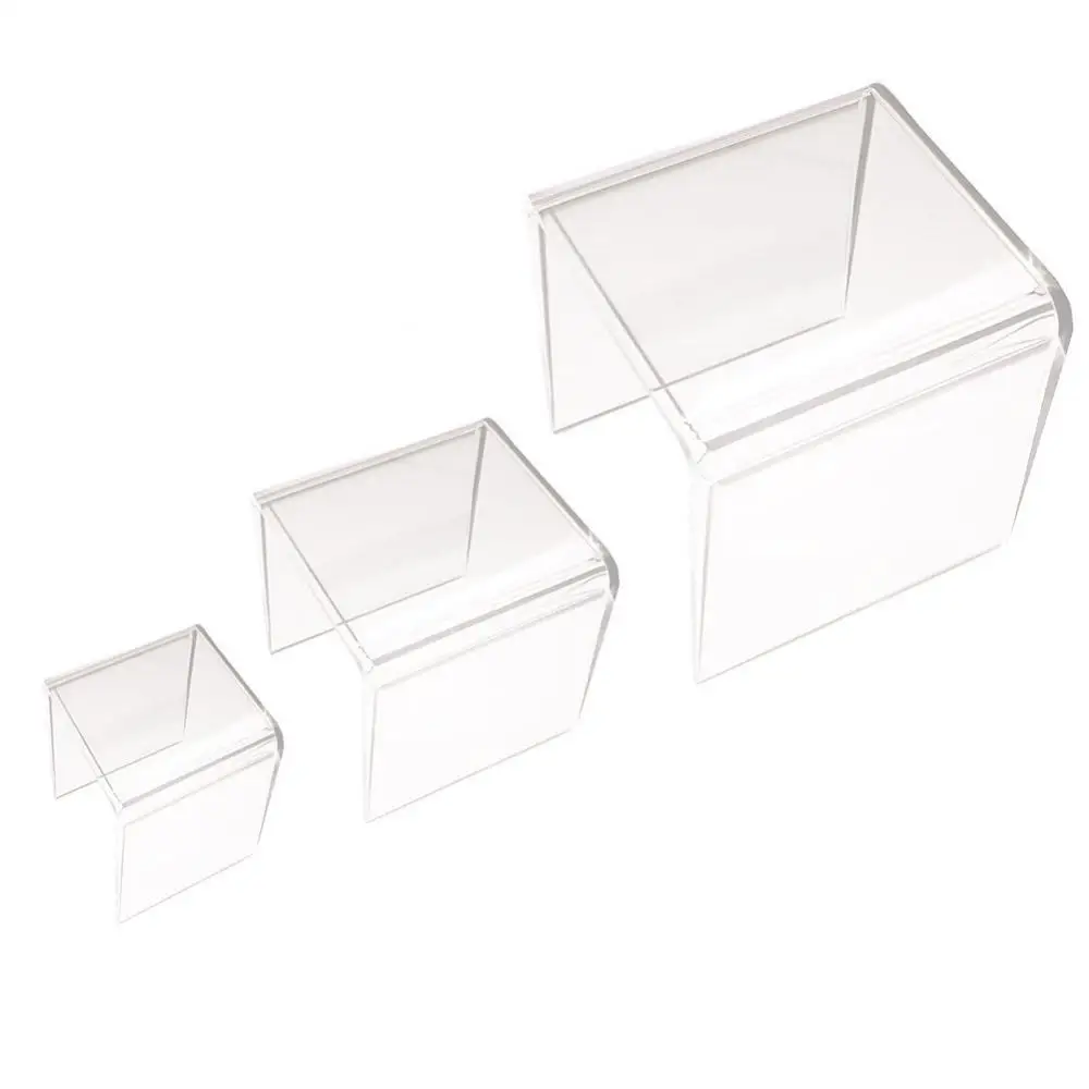 1 Set of 3pcs Top Quality Clear Acrylic Display Riser (3'' 4'' 5'') Jewelry Showcase miniatures Packaging |