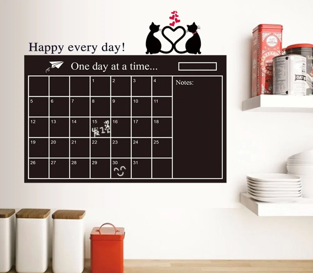 60*95 см PP мягкий съемный DIY ежемесячный календарь на доске Доска черный планировщик мел доска стикер
