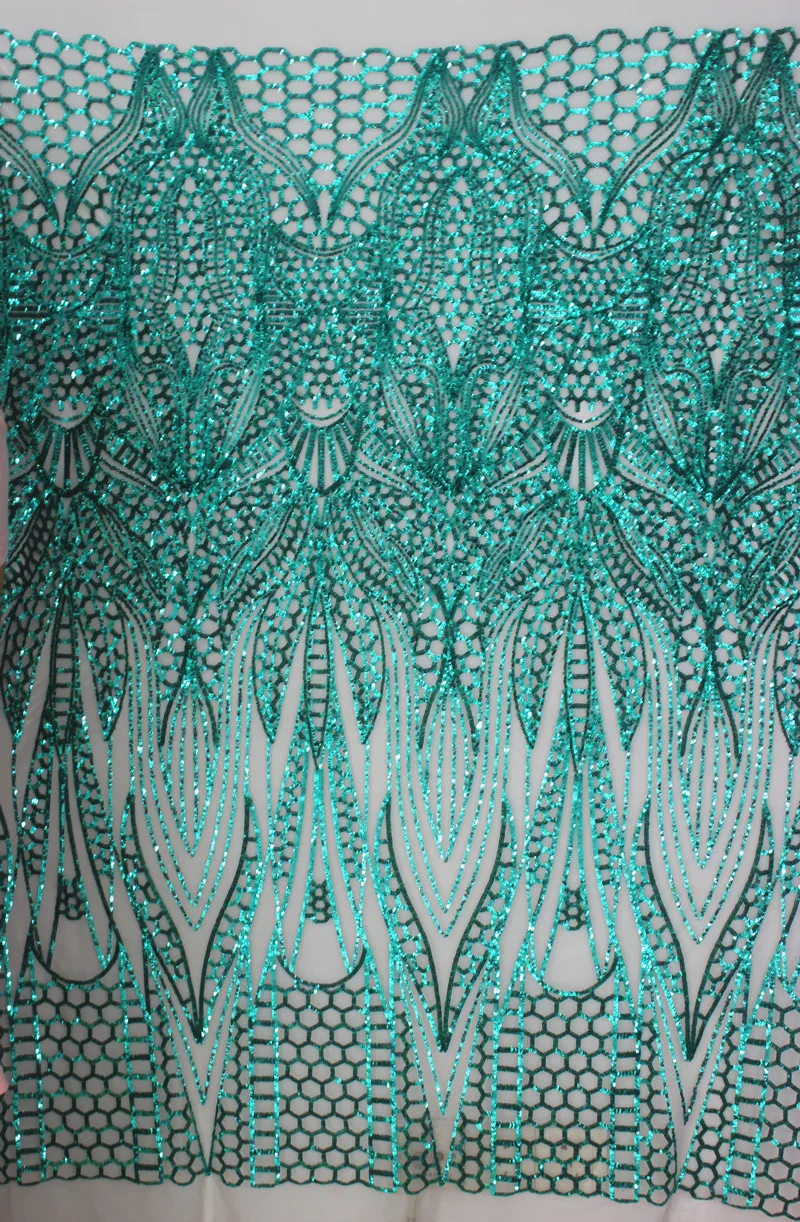 Кружевная ткань с зелеными блестками и бисером вышитый гипюр шнур для свадебного