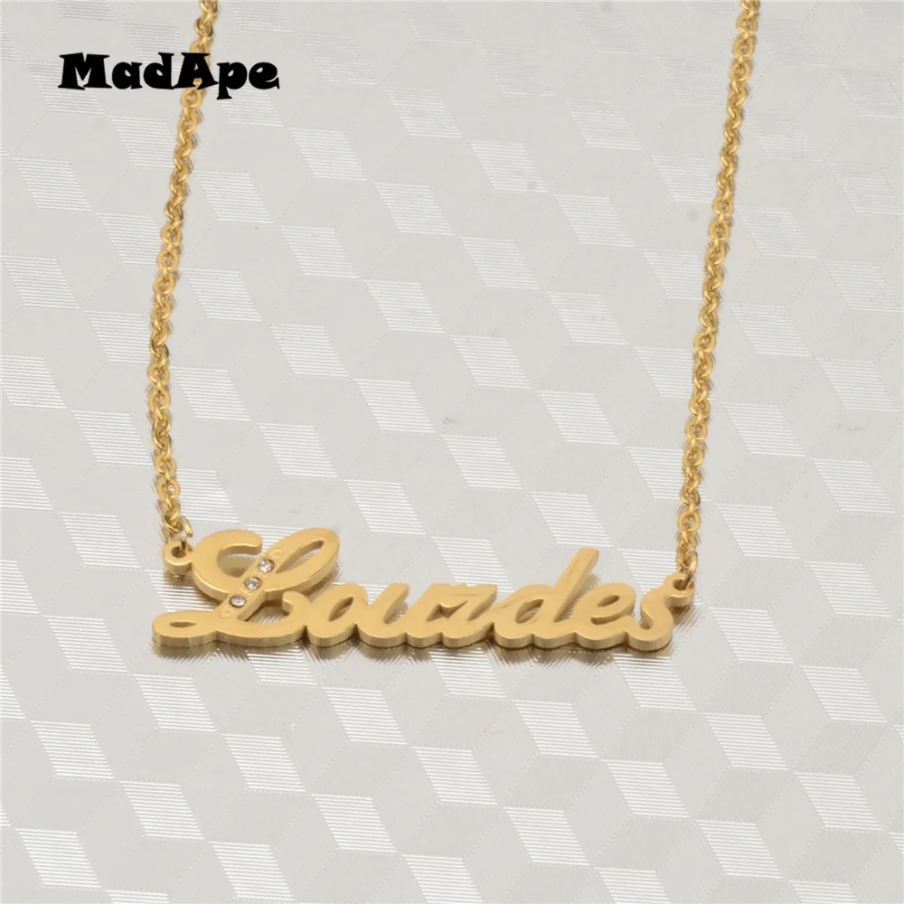 MadApe &quotLourdes&quot Name Necklace 316L Stainless Steel Pendant Chain Custom Personalized For Men Women Jewlry | Украшения и