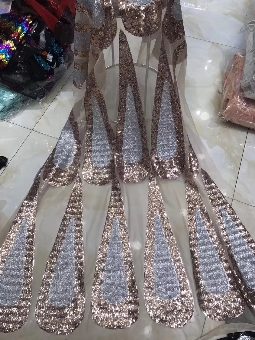 

SU-J19105 African Lace Fabric French Sequins Net Lace High Quality African Sequin Lace Fabric for 2019 French Sequin Fabric