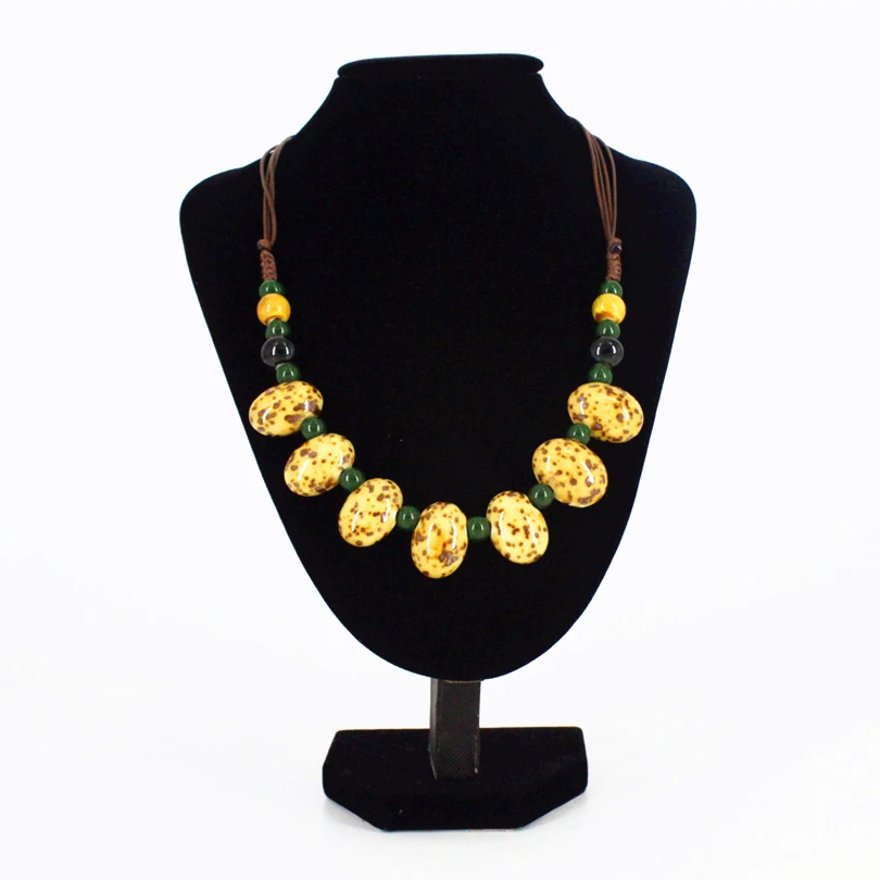 Women Ethic Ceramic Chain Beads Adjustable Choker Necklace Round and Oval Collar jewelry NL-L139 | Украшения и аксессуары