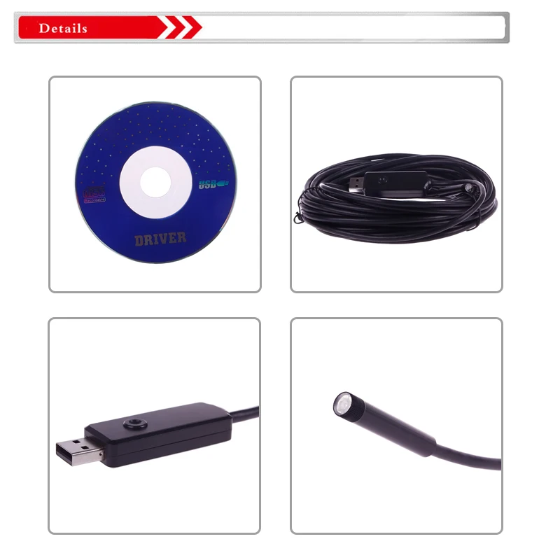 10M Waterproof 6 LED USB Insprection Tube Camera Endoscope Borescope 7MM Lens |