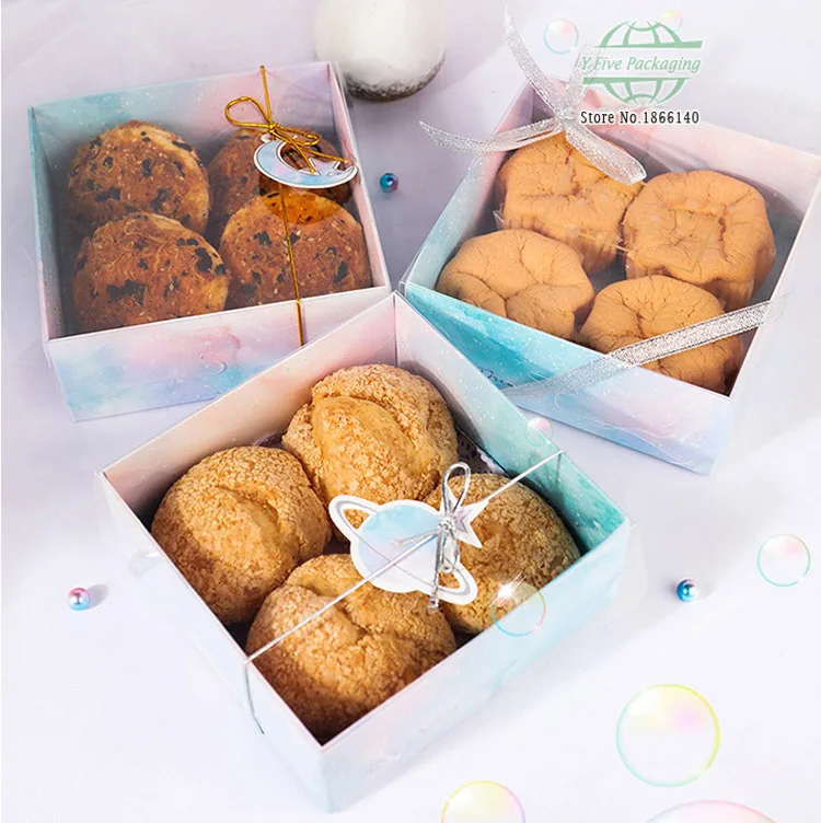 

Creative starry sky Candy Chocolates Box with transparent window Biscuits candies Pancakes boxes pastry boxes 100pcs/lot