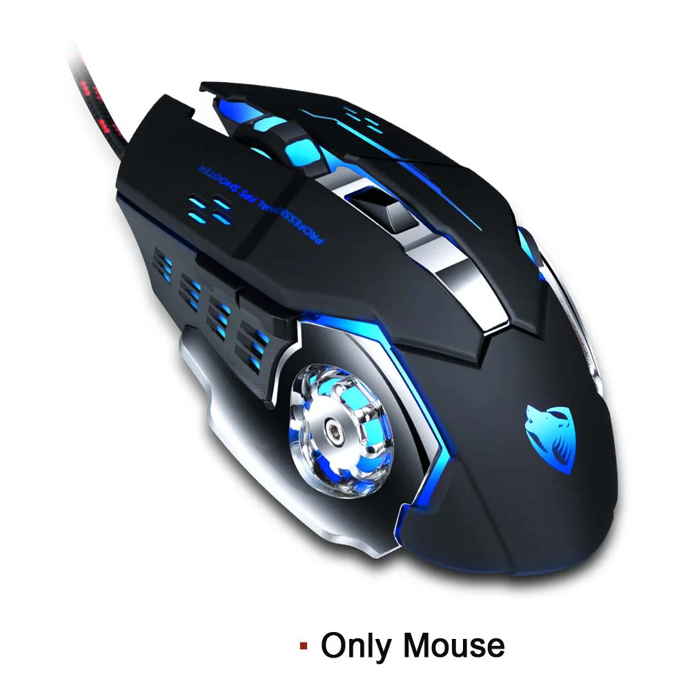 Only Mice Игровые наушники стерео над ушами игровая гарнитура наушники с микрофоном светодиодный свет для ПК геймера+ 6 кнопок Pro игровая мышь - Цвет: Only Mice