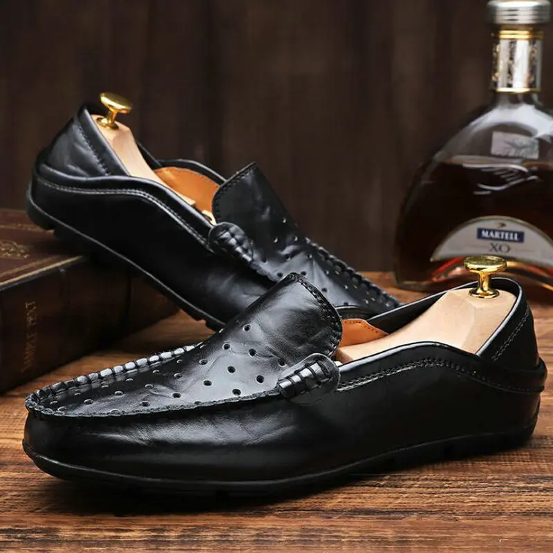 Мужская обувь без застежки Zapatos Hombre кожаная удобная повседневная на плоской
