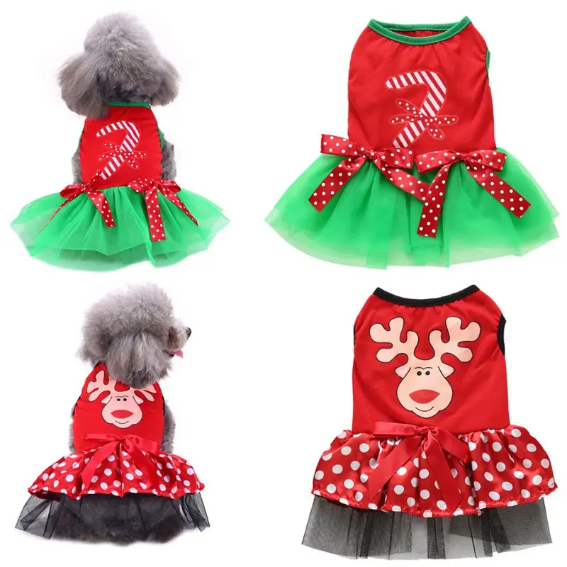 Pet Dog Clothes Christmas Costume Cute Cartoon For Small Cloth Dress Xmas Apparel Kitty Roupa Cachorro|Платья для собак| |