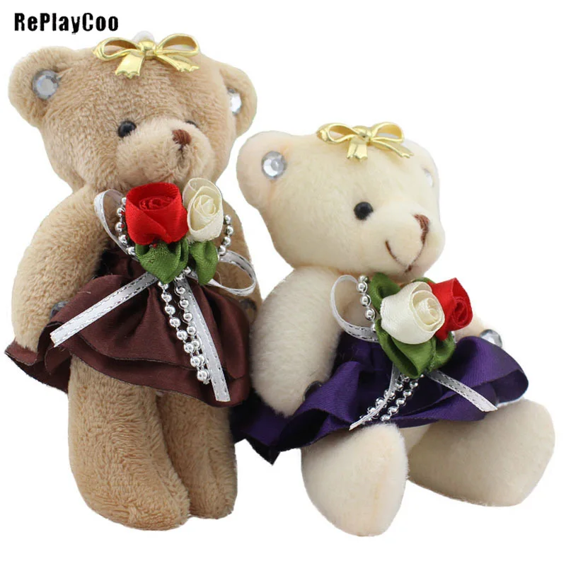 

48PCS Mini Teddy Bear Stuffed Plush Toys 12cm Small Bear Stuffed Toys pelucia Pendant Kids Birthday Gift Party Decor09001