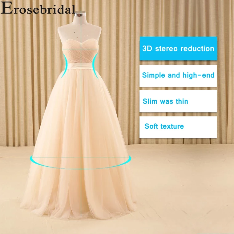 Erosebridal, Новое поступление, Милое Свадебное Платье, тюль, без рукавов, свадебное платье, а-силуэт, платье невесты, на заказ, женское платье