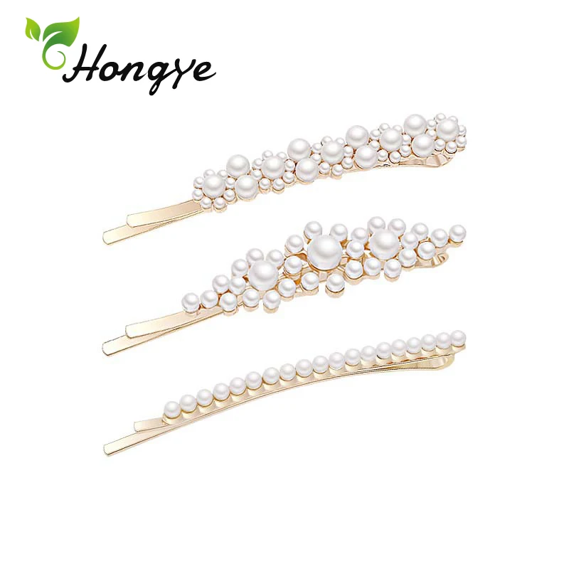 Hongye 3 шт./лот заколки для волос девочек милые жемчужные сплав Металл Свадебные