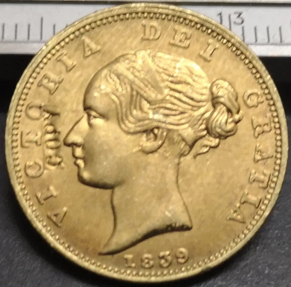 1 портрет Великобритании викторианской 1. 1839 копировальная монета с покрытием из