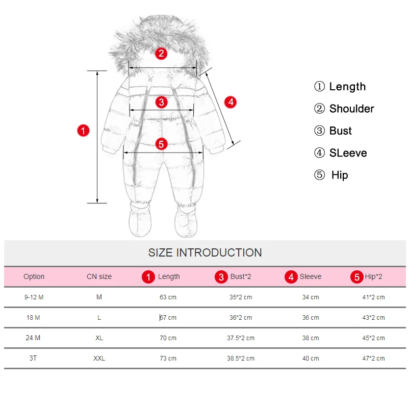 

IYEAL Baby Boys Girls Jumpsuits Winter Warm Overalls Toddler Rompers Real Fur Collar Children Windproof Outerwear Kids Snowsuit
