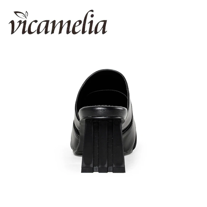 Vicamelia полые острый носок тапочки из натуральной кожи Удобные Модные Комнатные