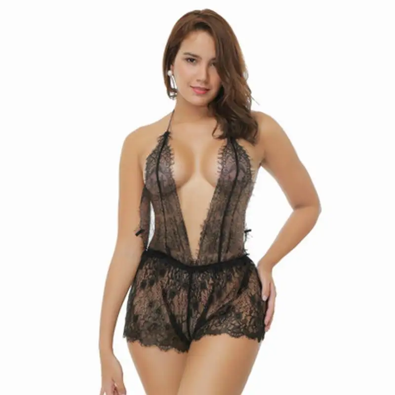 2019 плюс размеры Нижнее белье Черные пикантные для женщин нижнее Undewear пижамы