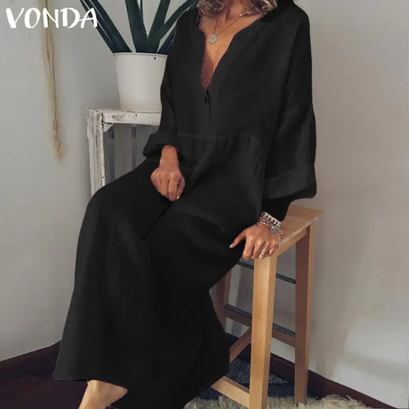 VONDA/летние платья 2020 большие размеры сексуальное винтажное длинное платье макси
