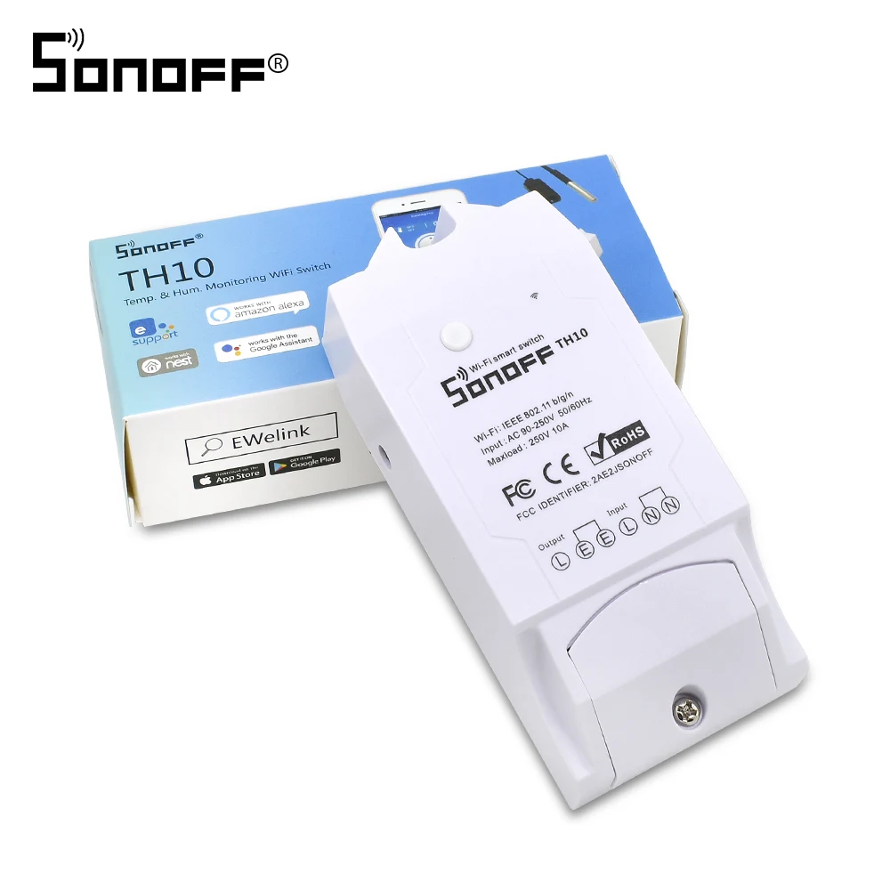 Переключатель Sonoff TH10 для умного дома тестовый датчик температуры и влажности